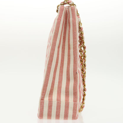 CHANEL Matelasse Chain Shoulder Bag Canvas Gold Pink CC 96691S