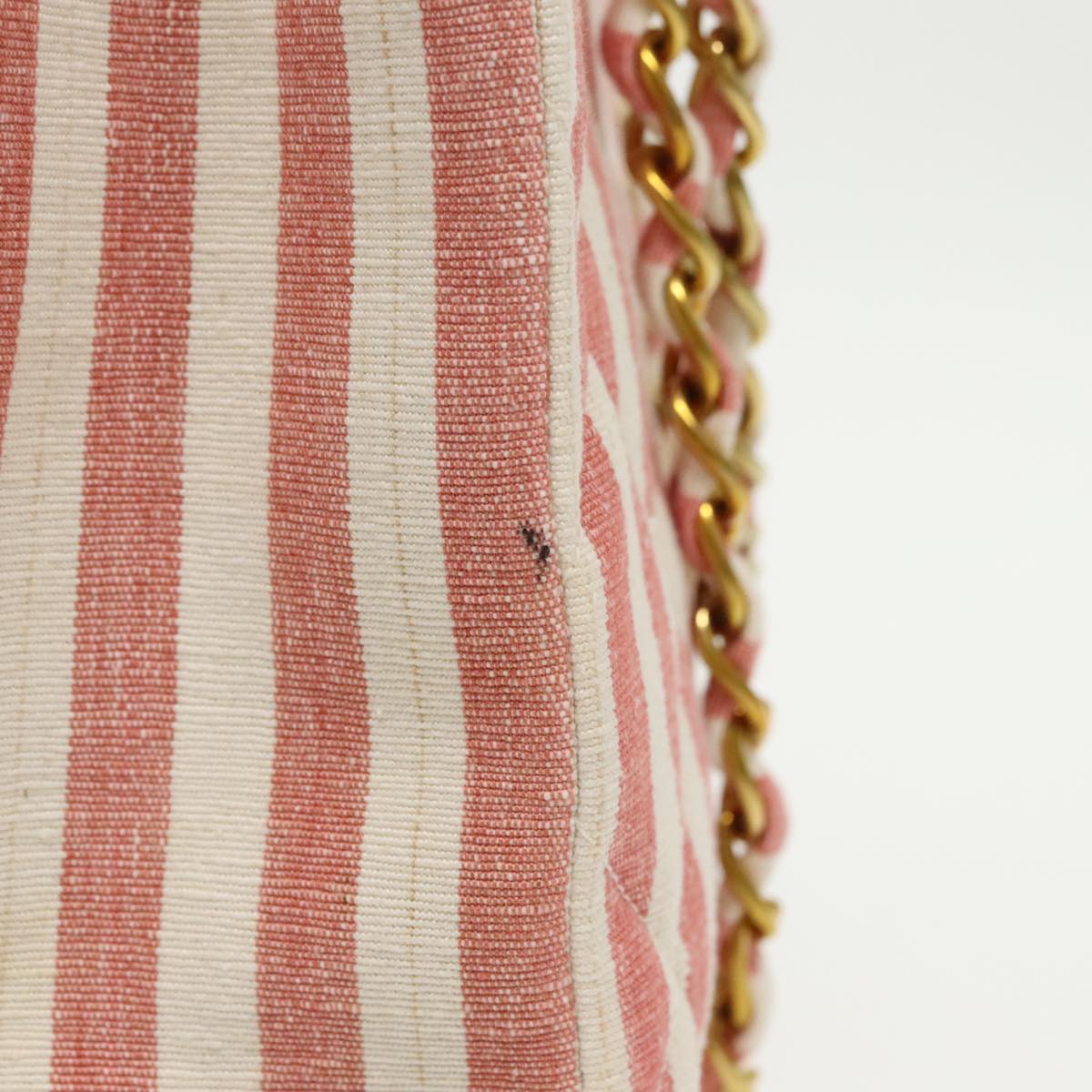 CHANEL Matelasse Chain Shoulder Bag Canvas Gold Pink CC 96691S