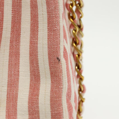 CHANEL Matelasse Chain Shoulder Bag Canvas Gold Pink CC 96691S