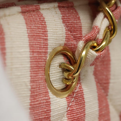 CHANEL Matelasse Chain Shoulder Bag Canvas Gold Pink CC 96691S