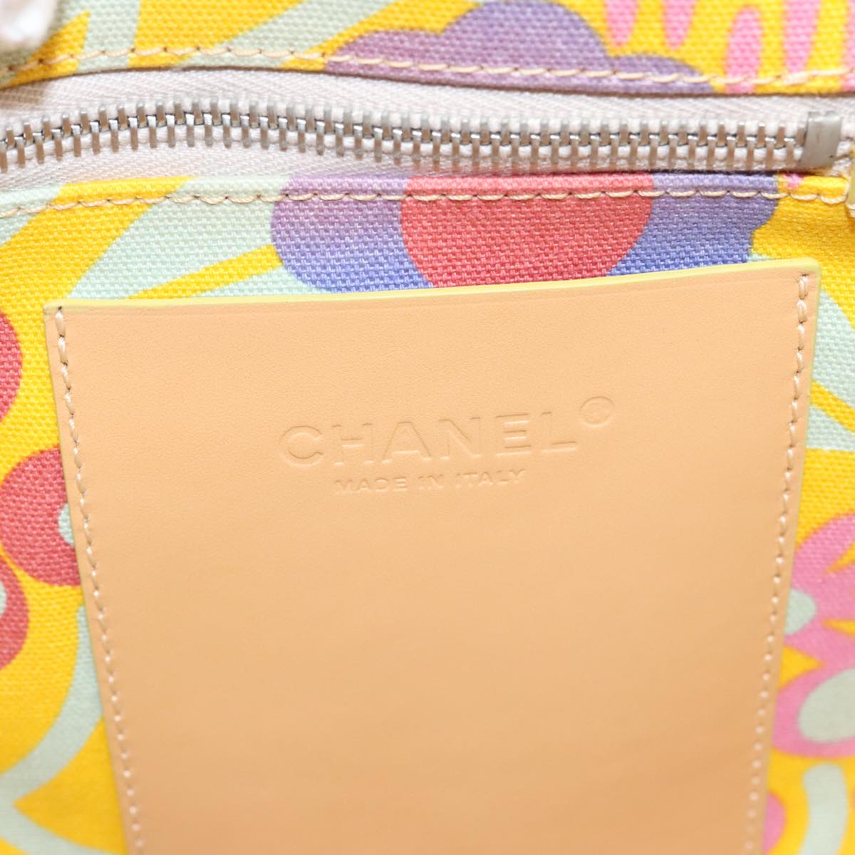 CHANEL High Summer Tote Bag Canvas Silver Yellow CC 96692