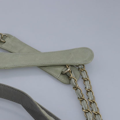 CHANEL Chain Shoulder Bag Leather 2way Gray Gold CC 96778