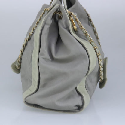 CHANEL Chain Shoulder Bag Leather 2way Gray Gold CC 96778