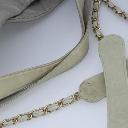CHANEL Chain Shoulder Bag Leather 2way Gray Gold CC 96778