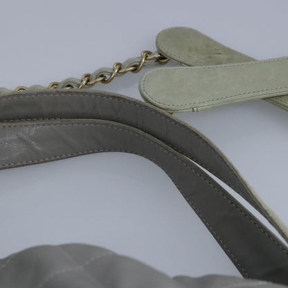 CHANEL Chain Shoulder Bag Leather 2way Gray Gold CC 96778
