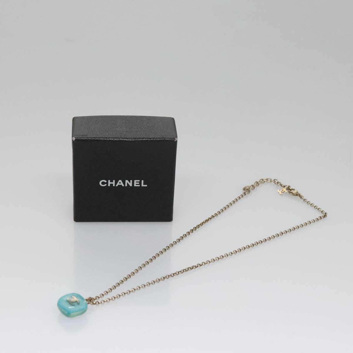 CHANEL Necklace metal Light Blue CC 96804