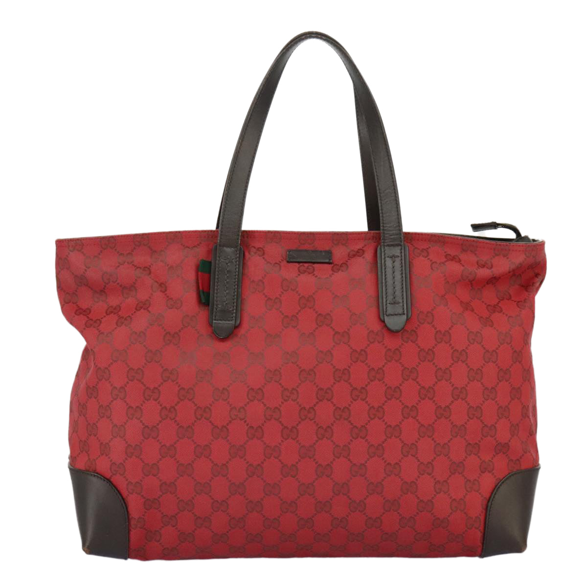 GUCCI GG Canvas Web Sherry Line Tote Bag Red Green gold 308928  97000