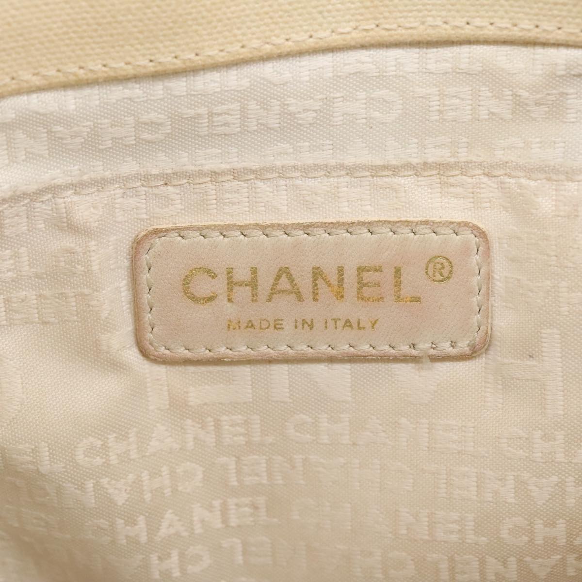 CHANEL Windows Tote Bag Canvas Gold Black CC 97017