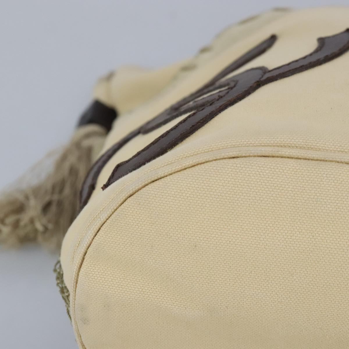 CHANEL Shoulder Bag Canvas Beige CC 97022