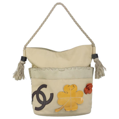 CHANEL Shoulder Bag Canvas Beige CC 97022