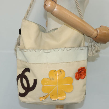 CHANEL Shoulder Bag Canvas Beige CC 97022