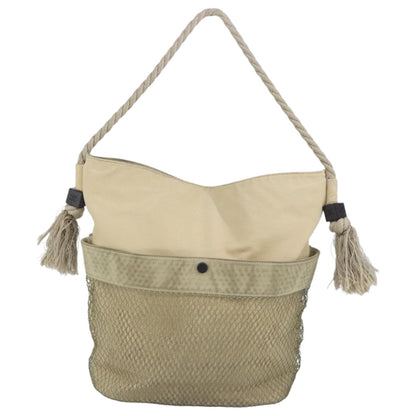 CHANEL Shoulder Bag Canvas Beige CC 97022