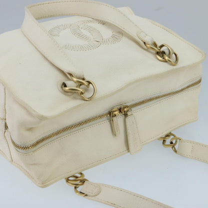 CHANEL Shoulder Bag Leather White Gold CC 97045