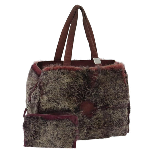 CHANEL Tote Bag Wine Red Brown Silver CC 97054