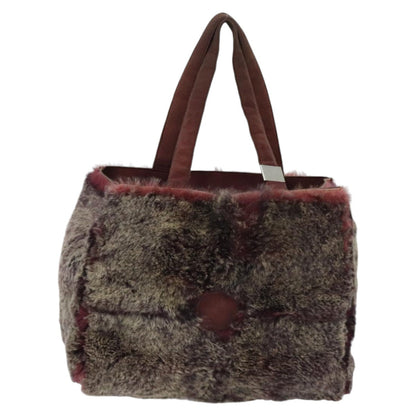 CHANEL Tote Bag Wine Red Brown Silver CC 97054