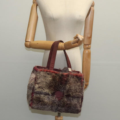 CHANEL Tote Bag Wine Red Brown Silver CC 97054