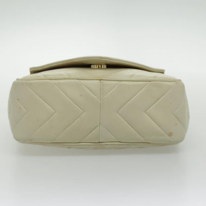 CHANEL V Stitch Shoulder Bag Lamb Skin Gold Beige CC 97147