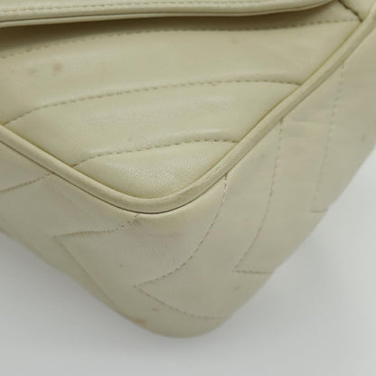 CHANEL V Stitch Shoulder Bag Lamb Skin Gold Beige CC 97147