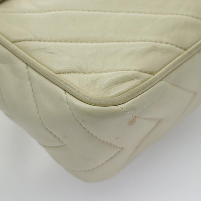 CHANEL V Stitch Shoulder Bag Lamb Skin Gold Beige CC 97147