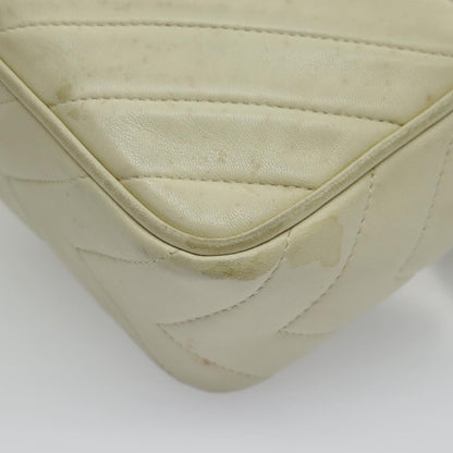 CHANEL V Stitch Shoulder Bag Lamb Skin Gold Beige CC 97147