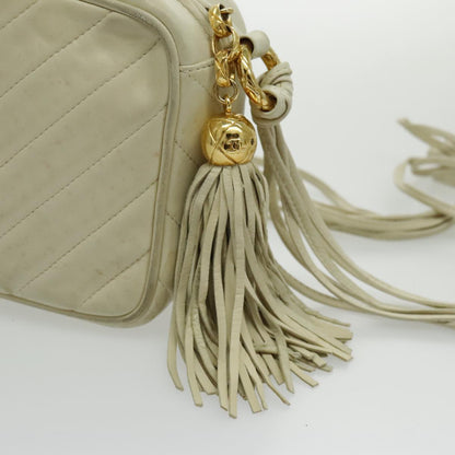 CHANEL V Stitch Shoulder Bag Lamb Skin Gold Beige CC 97147