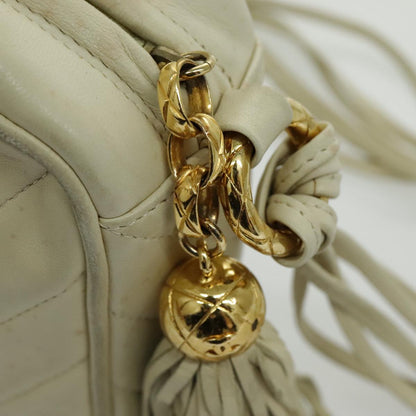 CHANEL V Stitch Shoulder Bag Lamb Skin Gold Beige CC 97147