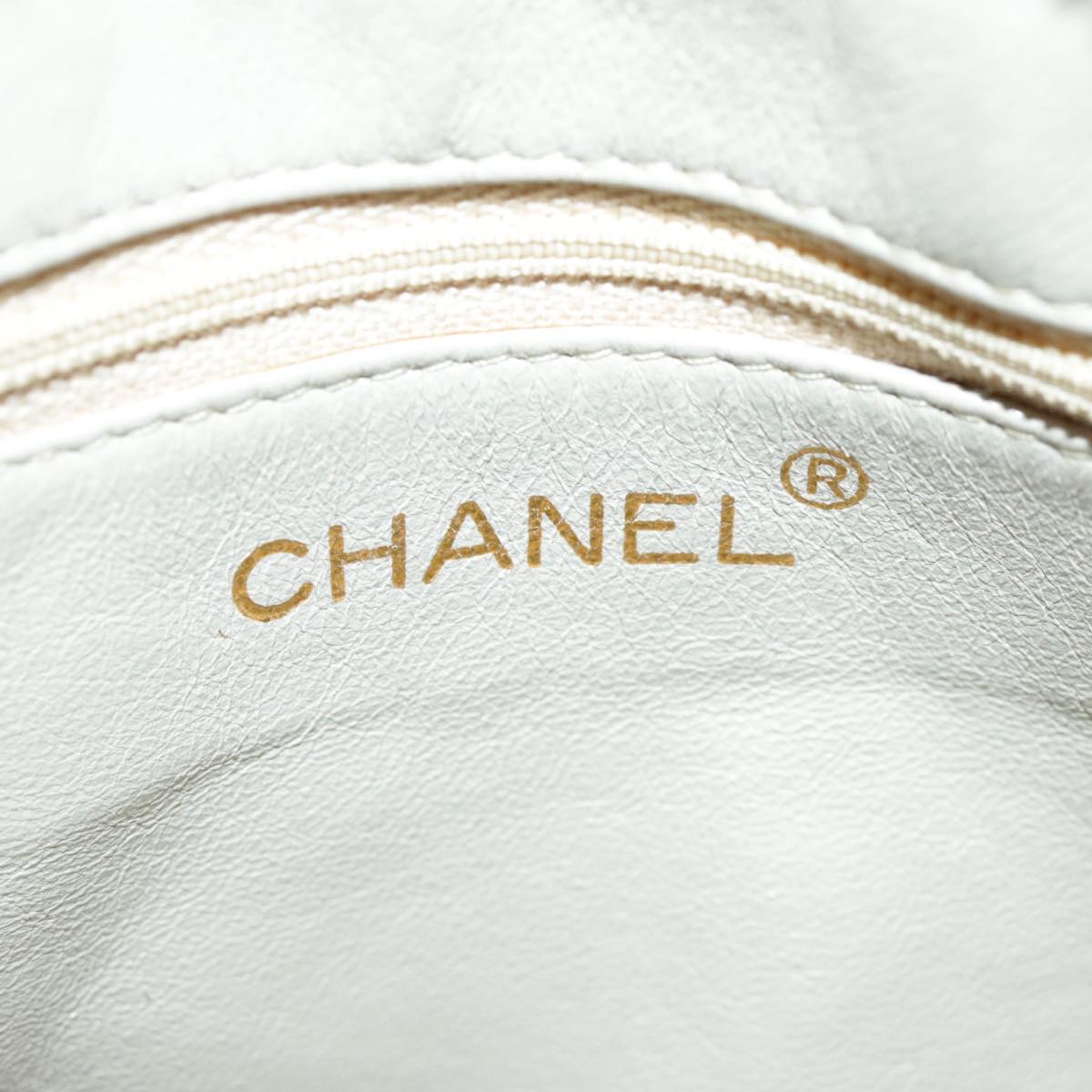 CHANEL V Stitch Shoulder Bag Lamb Skin Gold Beige CC 97147
