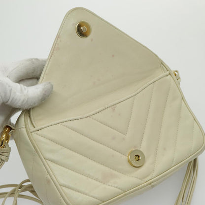 CHANEL V Stitch Shoulder Bag Lamb Skin Gold Beige CC 97147