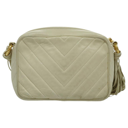 CHANEL V Stitch Shoulder Bag Lamb Skin Gold Beige CC 97147