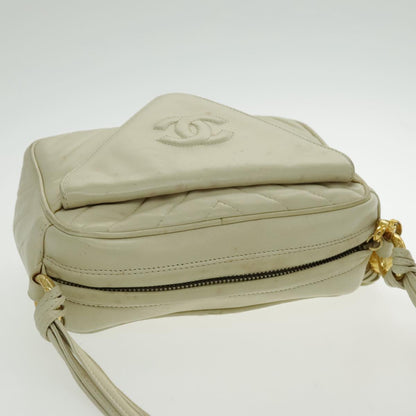 CHANEL V Stitch Shoulder Bag Lamb Skin Gold Beige CC 97147