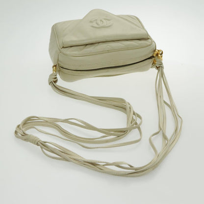CHANEL V Stitch Shoulder Bag Lamb Skin Gold Beige CC 97147
