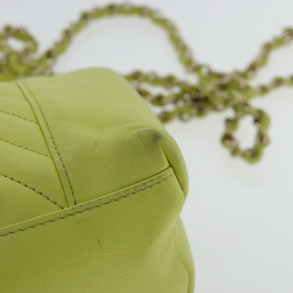 CHANEL Chain V Stitch Shoulder Bag Lamb Skin Yellow Gold CC 97148