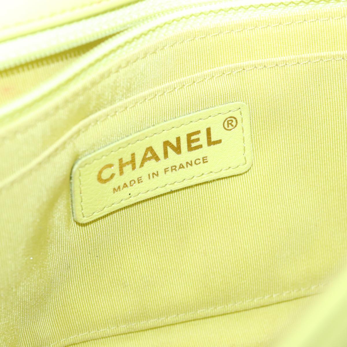 CHANEL Chain V Stitch Shoulder Bag Lamb Skin Yellow Gold CC 97148