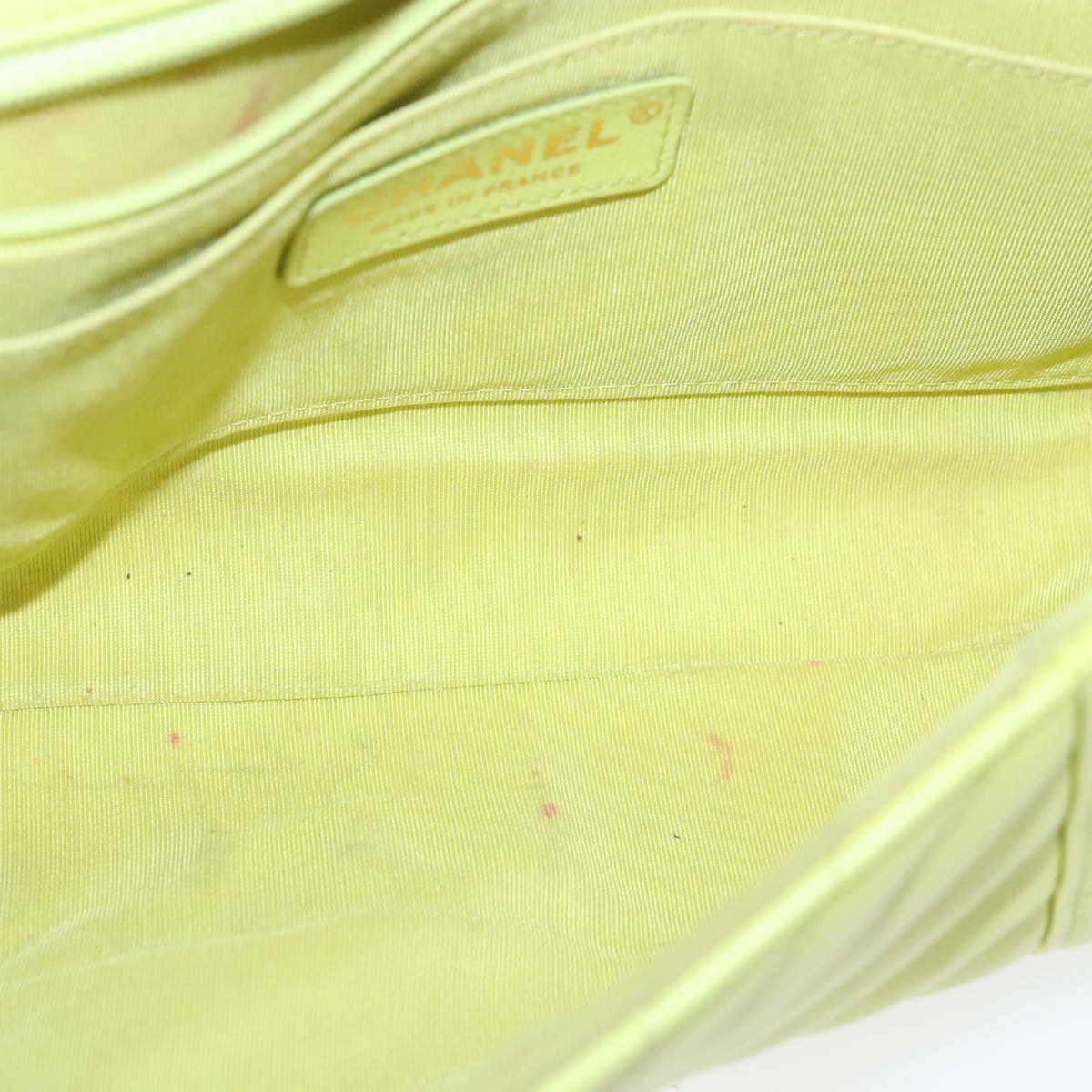 CHANEL Chain V Stitch Shoulder Bag Lamb Skin Yellow Gold CC 97148