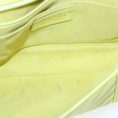 CHANEL Chain V Stitch Shoulder Bag Lamb Skin Yellow Gold CC 97148