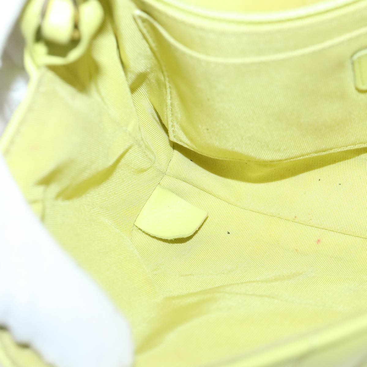 CHANEL Chain V Stitch Shoulder Bag Lamb Skin Yellow Gold CC 97148