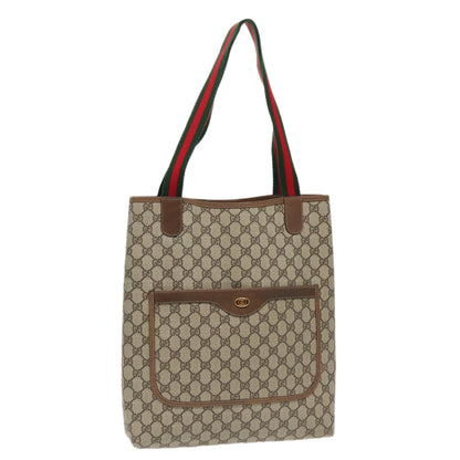 GUCCI GG Supreme Webshire Line Tote Bag PVC Leather Beige 39 02 003  97160