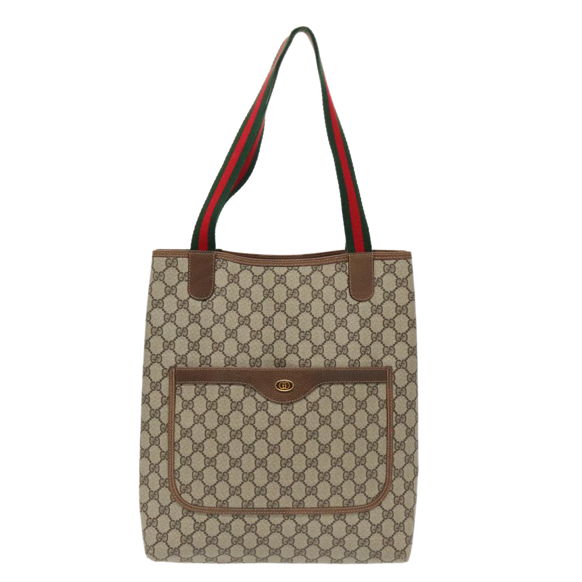 GUCCI GG Supreme Webshire Line Tote Bag PVC Leather Beige 39 02 003  97160