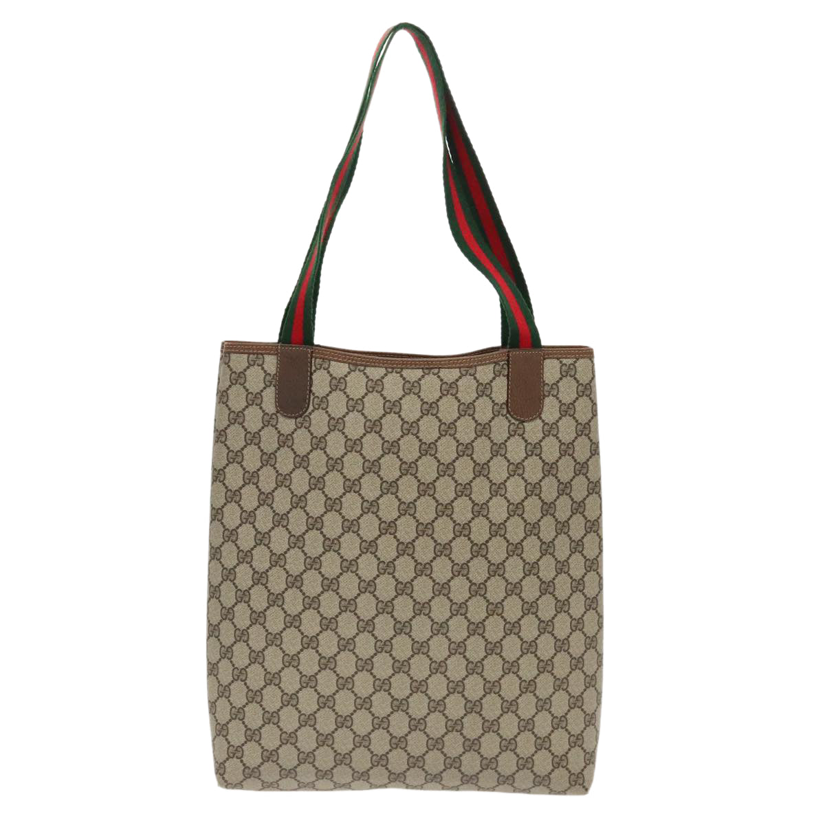 GUCCI GG Supreme Webshire Line Tote Bag PVC Leather Beige 39 02 003  97160