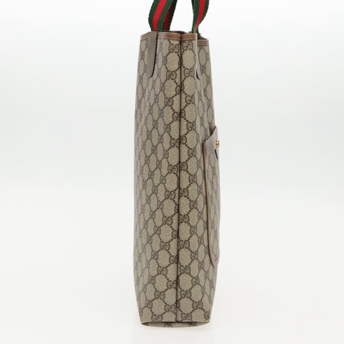 GUCCI GG Supreme Webshire Line Tote Bag PVC Leather Beige 39 02 003  97160