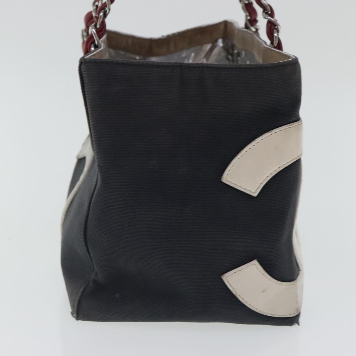 CHANEL Chain Hand Bag No5 Canvas Navy Silver CC 97210