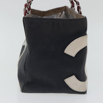 CHANEL Chain Hand Bag No5 Canvas Navy Silver CC 97210