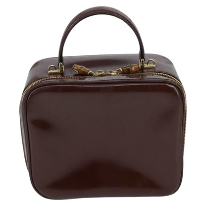 GUCCI Bamboo Vanity Cosmetic Pouch Enamel 2way Brown 000 2040 0323  97359
