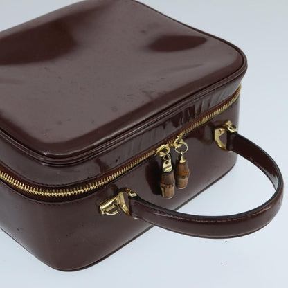 GUCCI Bamboo Vanity Cosmetic Pouch Enamel 2way Brown 000 2040 0323  97359