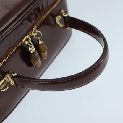 GUCCI Bamboo Vanity Cosmetic Pouch Enamel 2way Brown 000 2040 0323  97359
