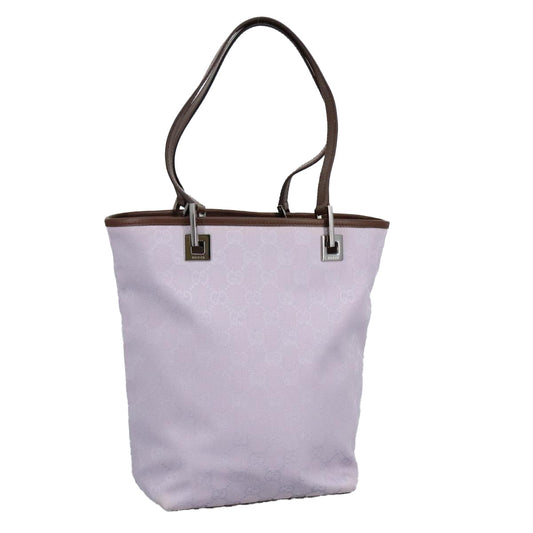 GUCCI GG Canvas Tote Bag Purple Brown Silver 31244  97397