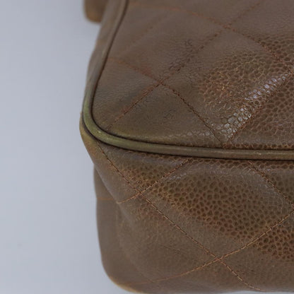CHANEL Shoulder Bag Caviar Skin Brown Gold CC 97451