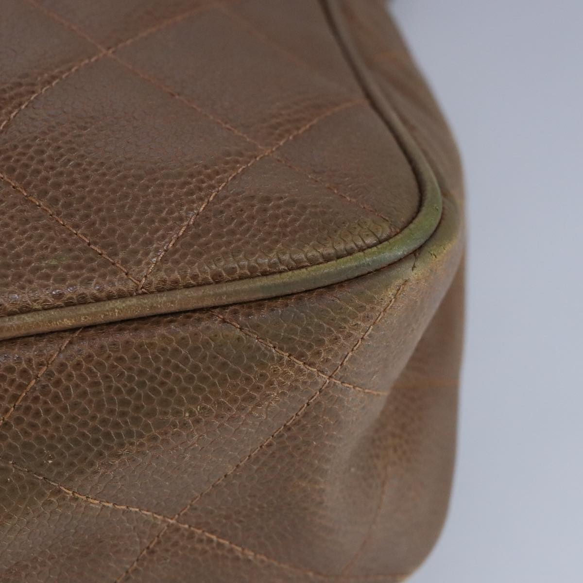 CHANEL Shoulder Bag Caviar Skin Brown Gold CC 97451