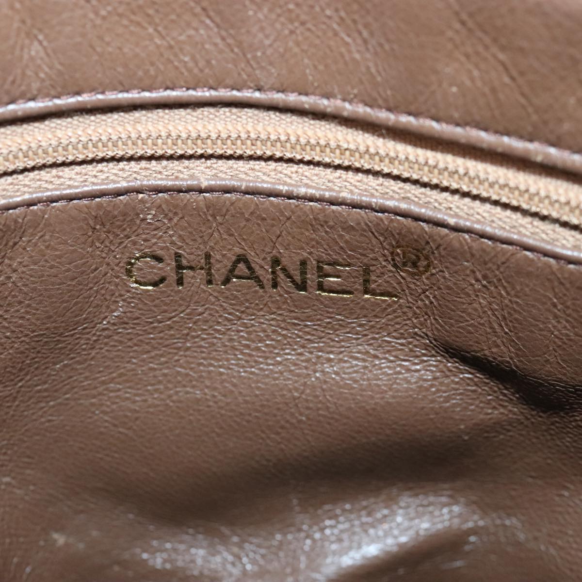 CHANEL Shoulder Bag Caviar Skin Brown Gold CC 97451