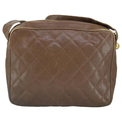 CHANEL Shoulder Bag Caviar Skin Brown Gold CC 97451